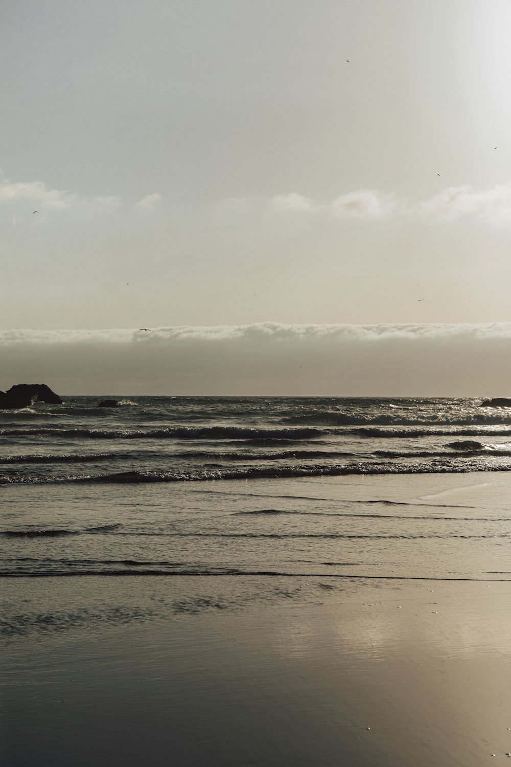 a person walking on the beach with a surfboard