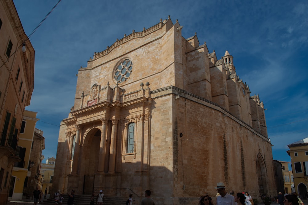 a large building with a clock on the front of it