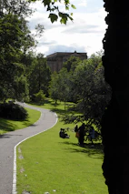 A peaceful neighborhood park where community members gather and connect.