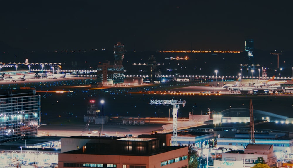 a view of a city at night from a high point of view