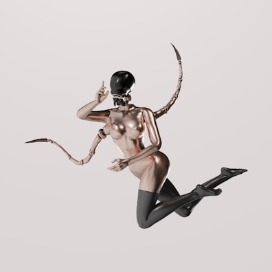 An AI-created futuristic robot figure with intricate metallic textures.