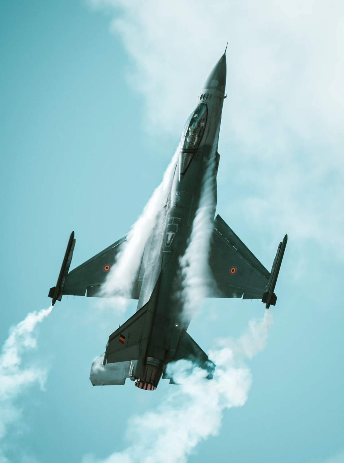Military fighter jet in flight