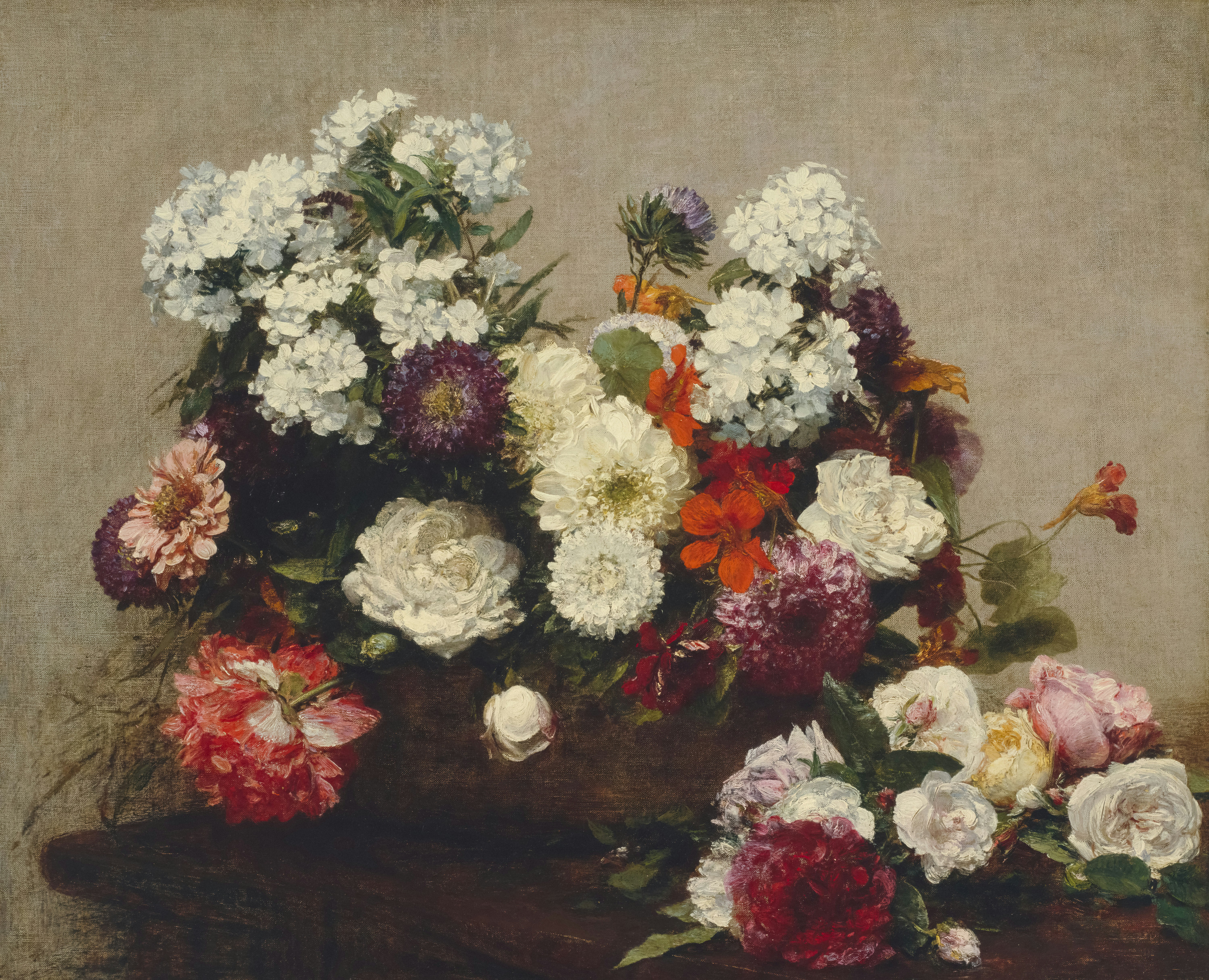 a painting of a bunch of flowers in a vase