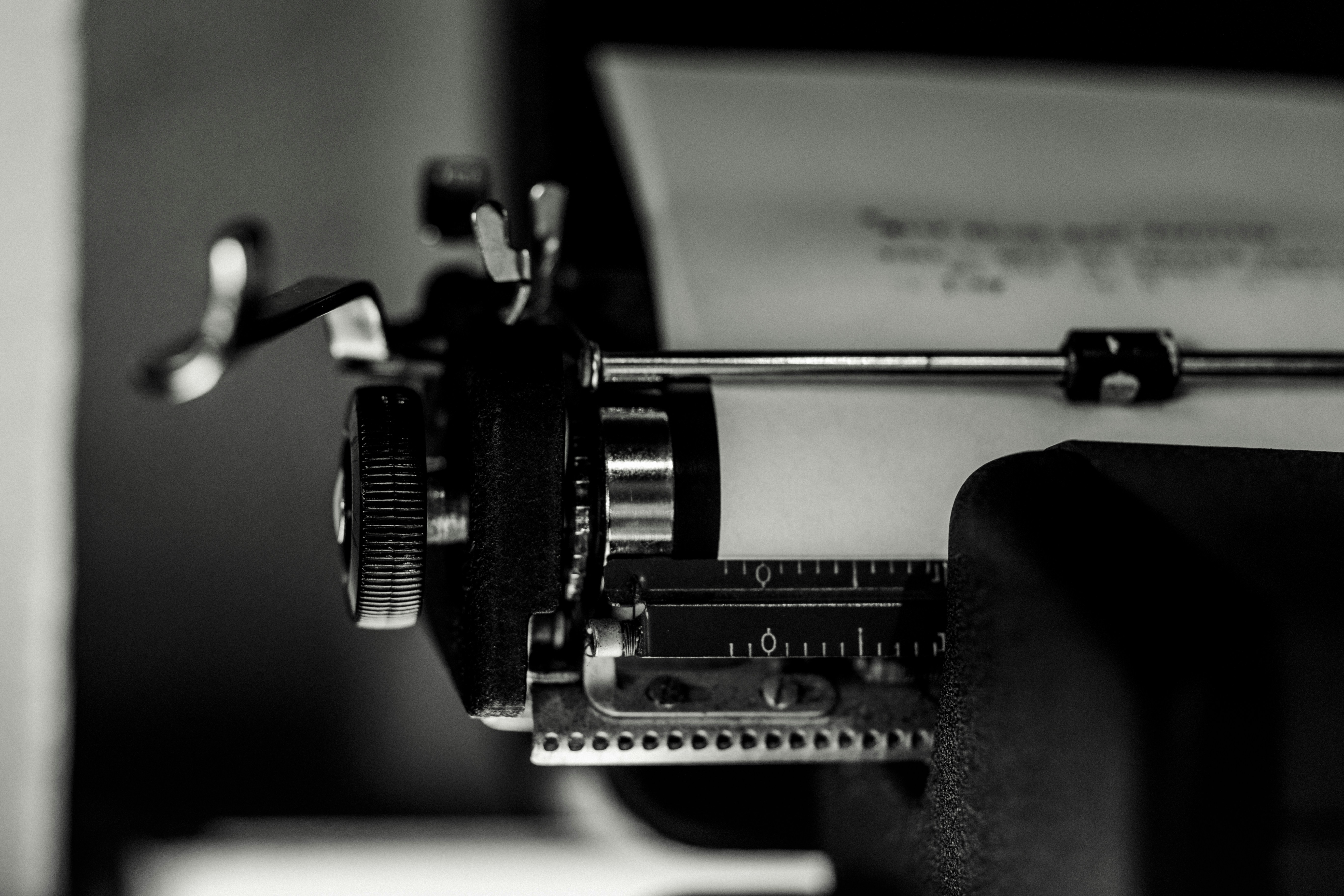 Close up of a typewriter carriage.