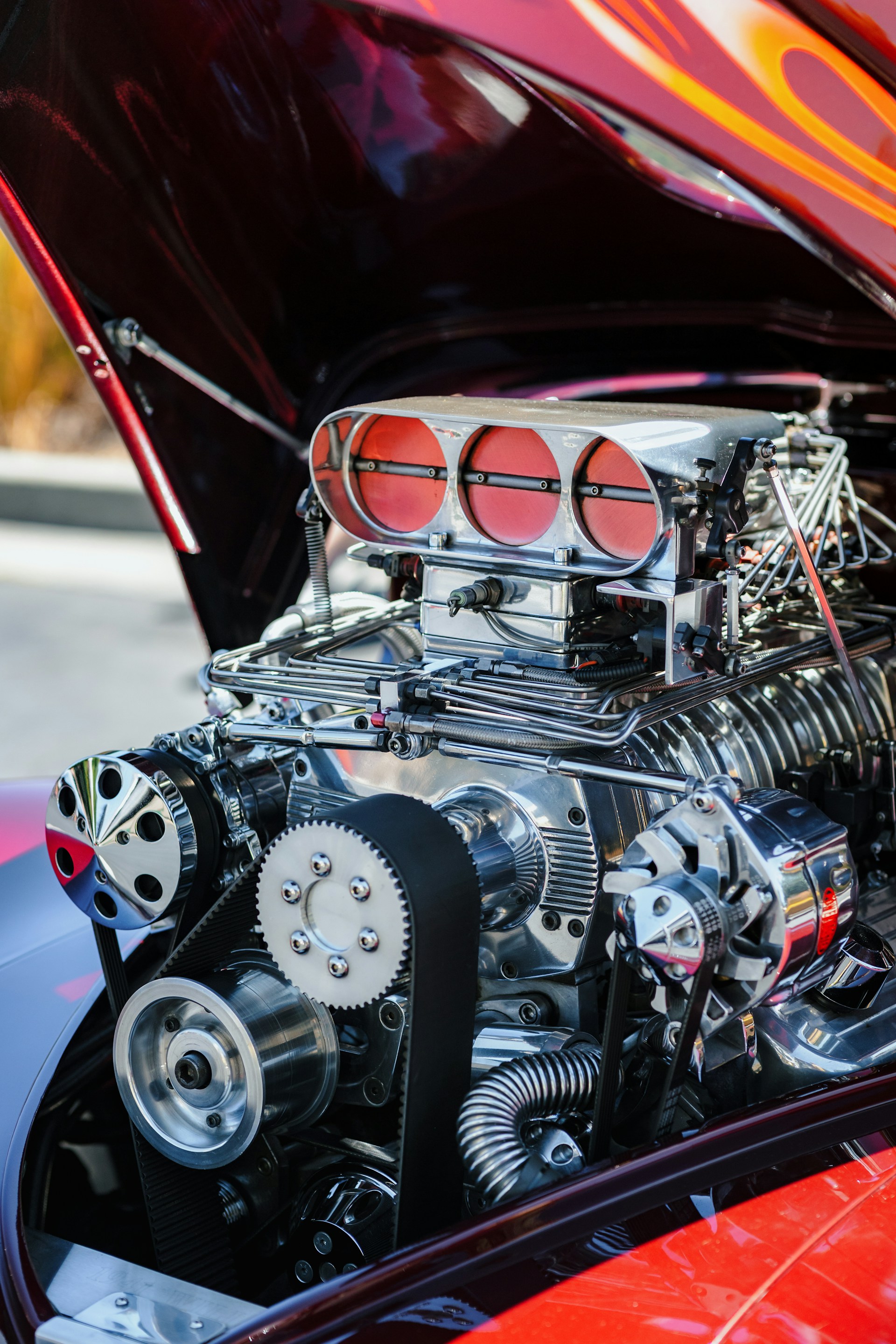 A stunning close-up of a meticulously rebuilt engine showcasing intricate details and craftsmanship.