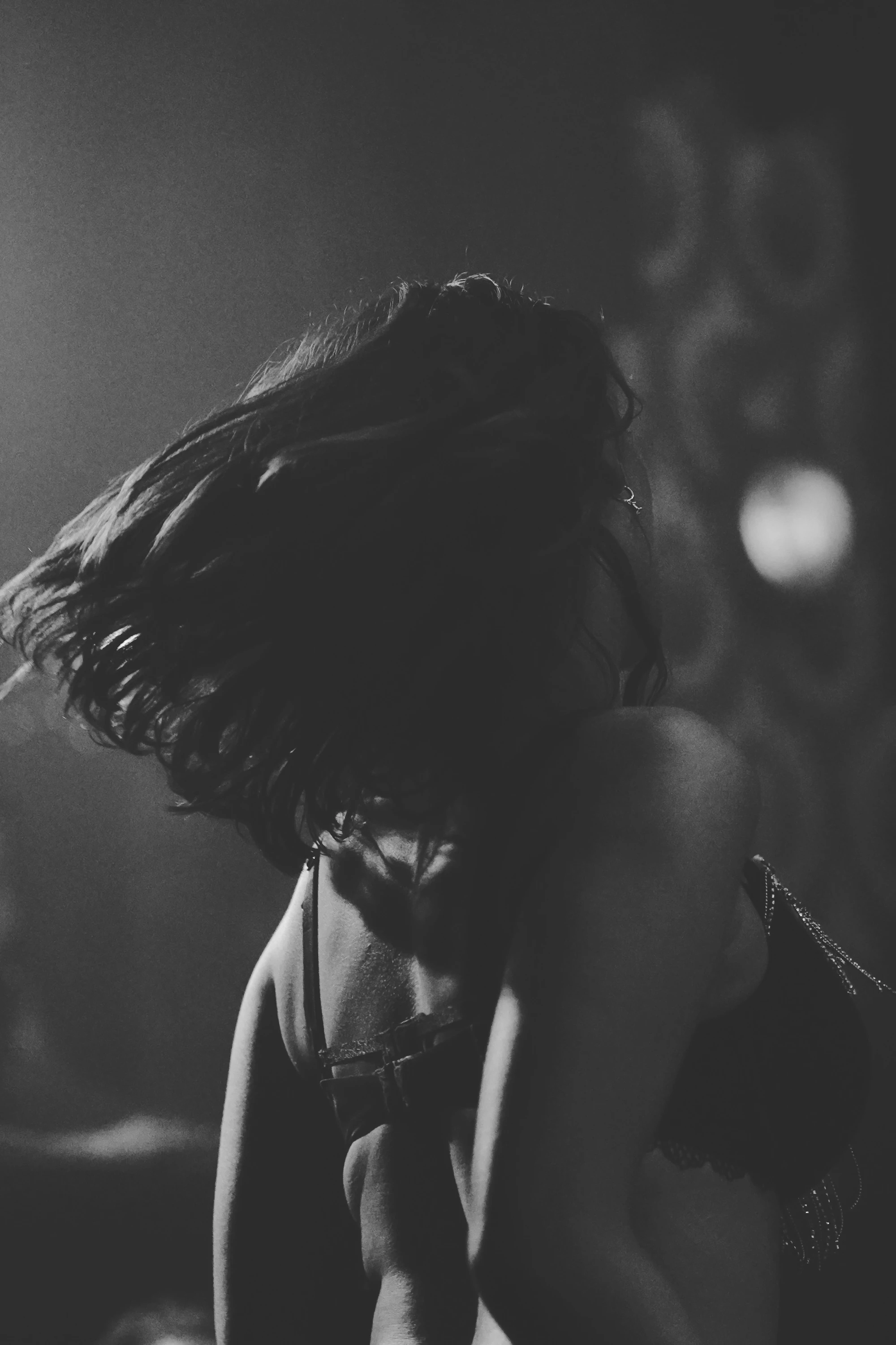Burlesque performer in lingerie — stage portrait