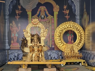 Sacred image sculpture after restoration with vibrant colors and repaired details