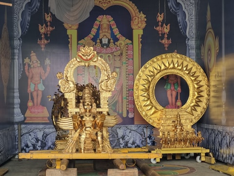 Sacred image sculpture after restoration with vibrant colors and repaired details