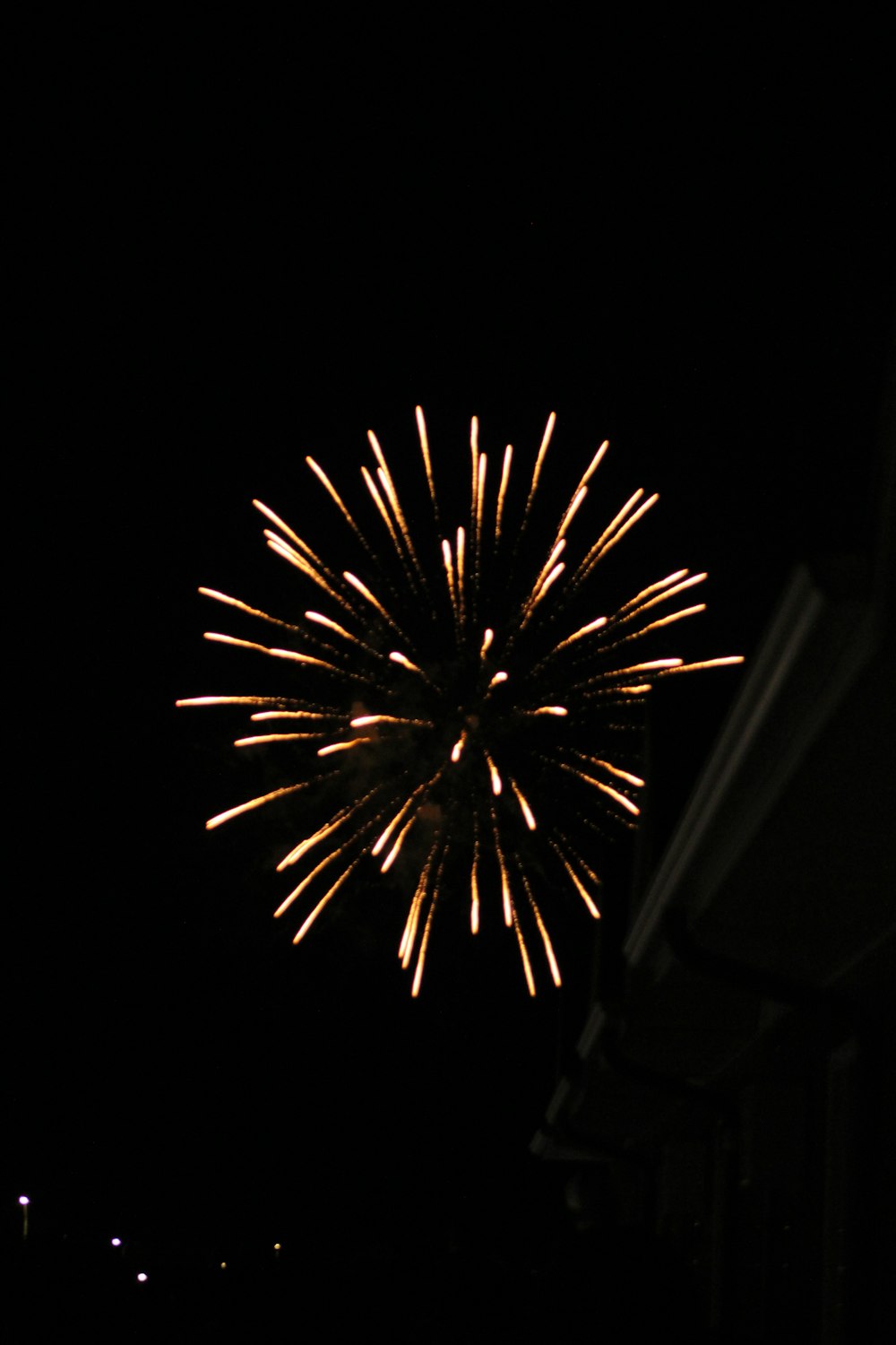 a fireworks is lit up in the night sky