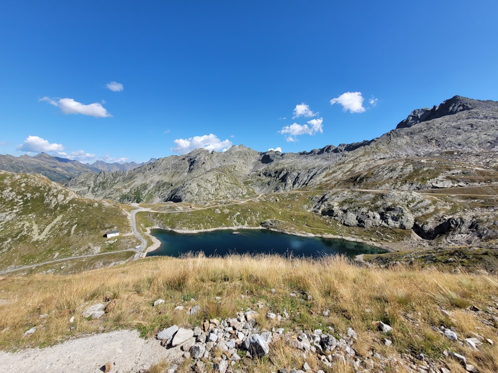 a lake in the middle of a mountain range