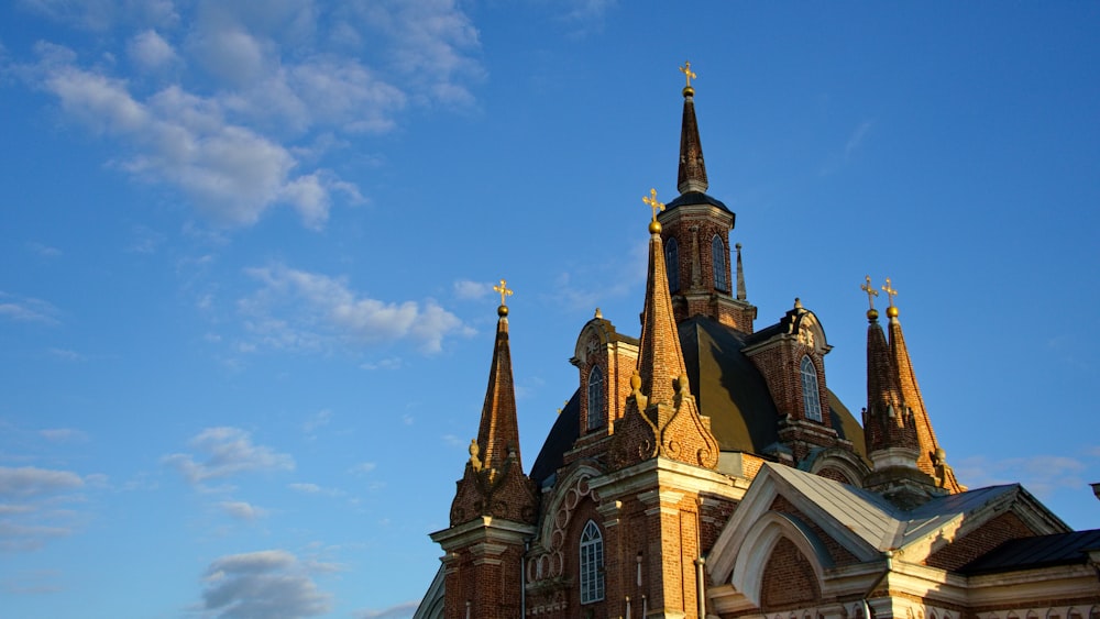 a church with a steeple and a clock tower