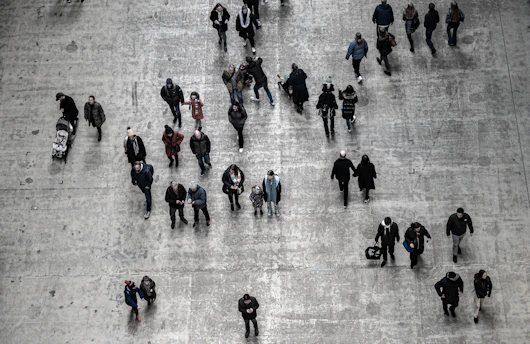 a large group of people walking down a street