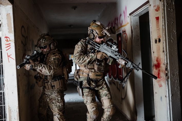 soldiers with tactical assault panels