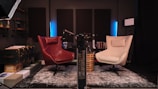 An elegant recording studio corner with acoustic panels and high-end microphones ready for use.