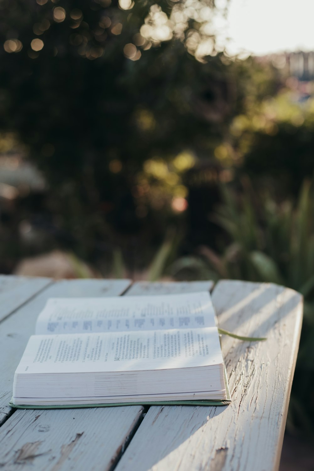 an open book sitting on top of a wooden table