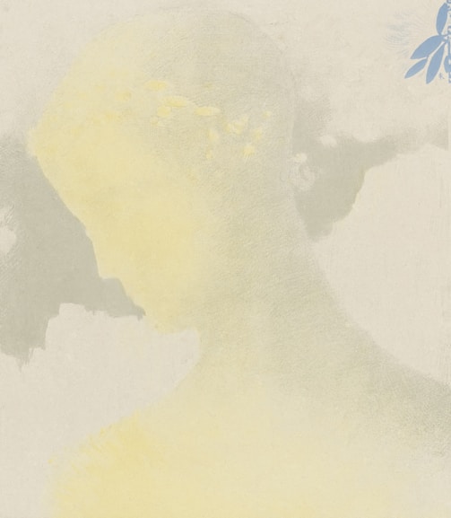 Minimalist painting of a female nude silhouette with elegant, muted colors.