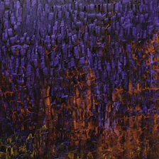 A sleek, abstract composition of vibrant violet brushstrokes blending into deep charcoal shadows.