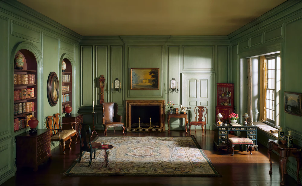 Freshly painted green living room