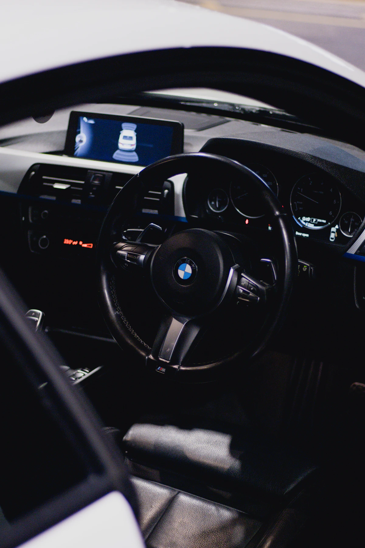 Modern automotive interior with connected driving technology