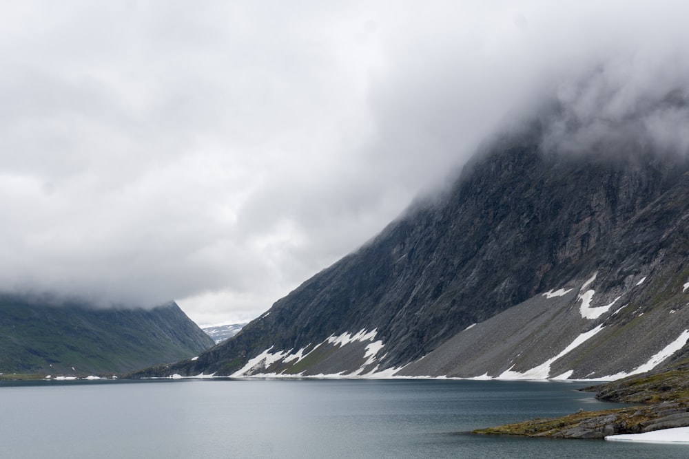 a large body of water surrounded by mountains