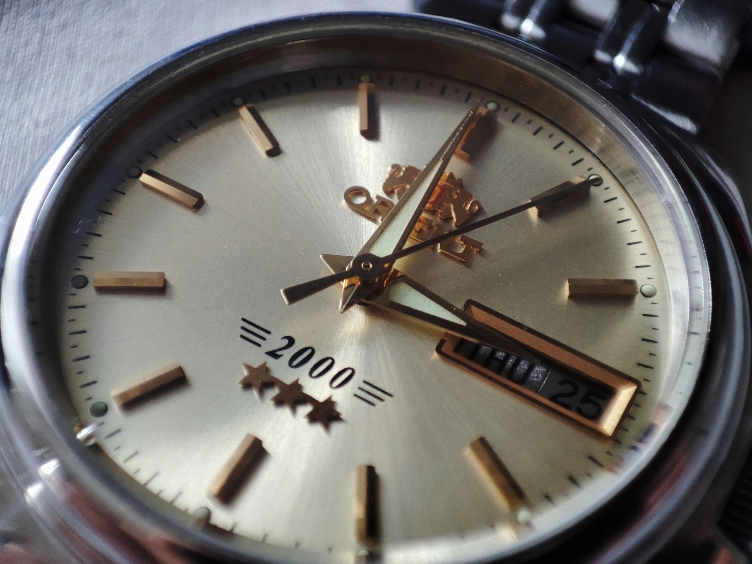 vintage orient star skeleton watch closeup