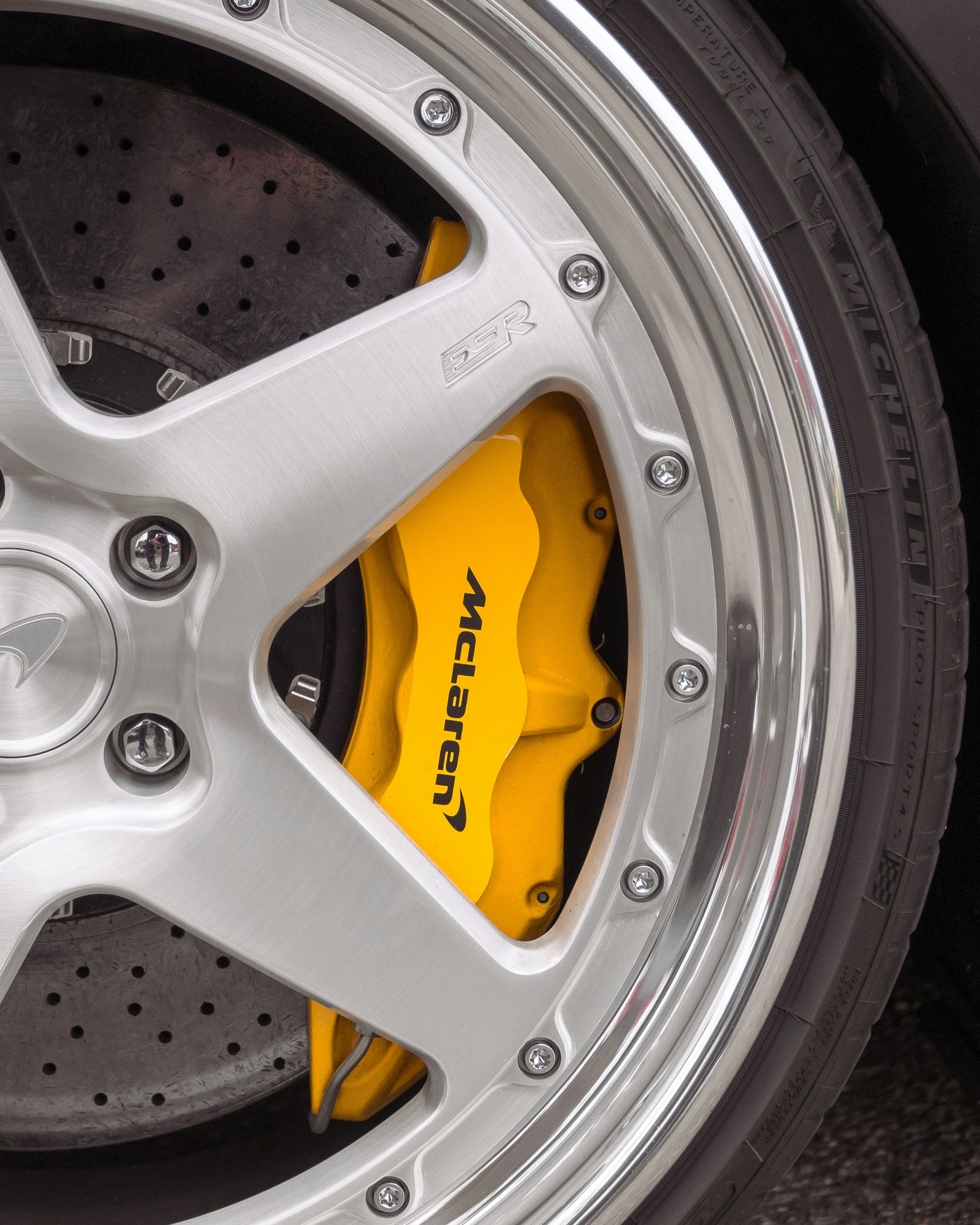 a close up of a tire on a car