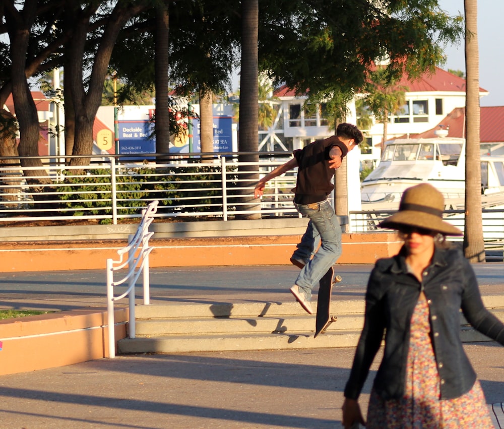 a man flying through the air while riding a skateboard