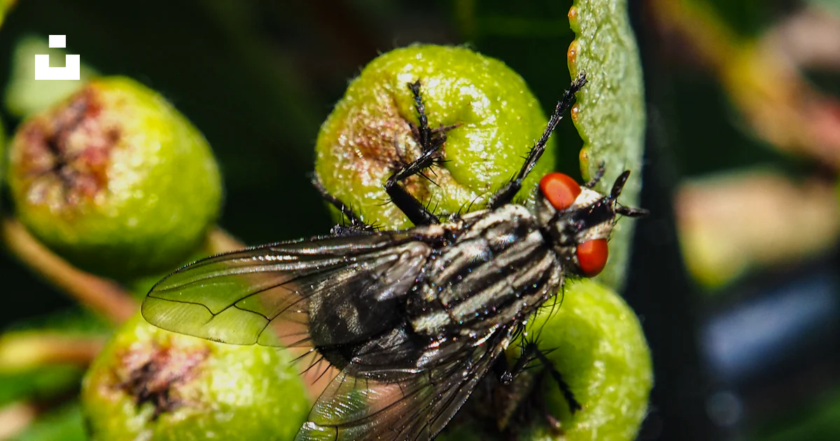 Tree Insects Flying A fly sitting on top of a green fruit tree photo – Free Insect Image on ...