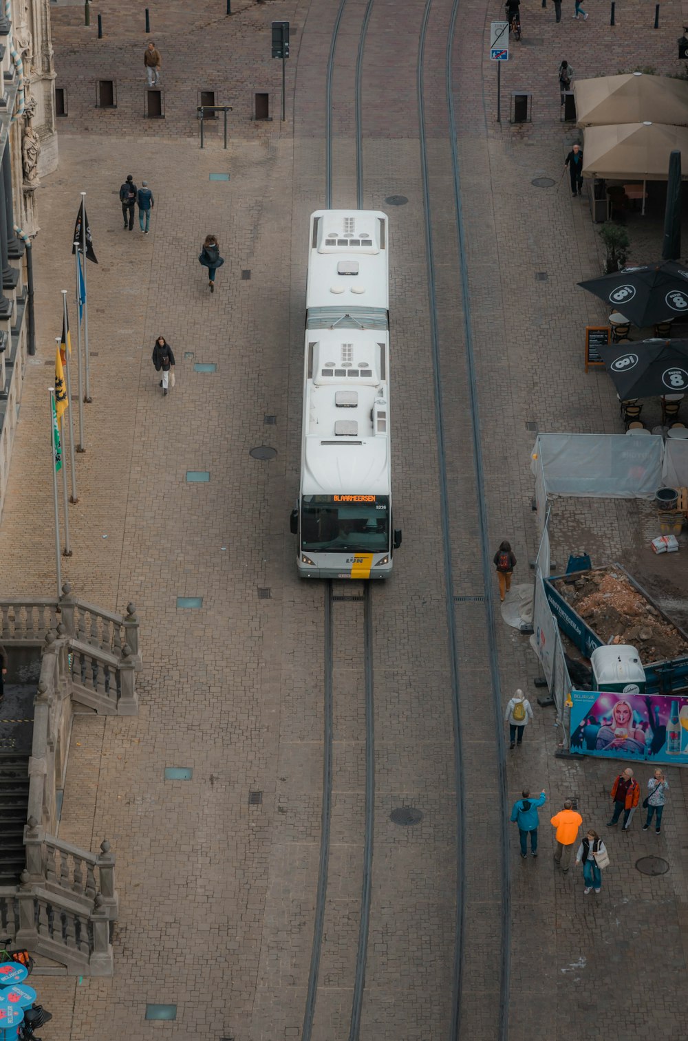 a bus is parked on the side of the road