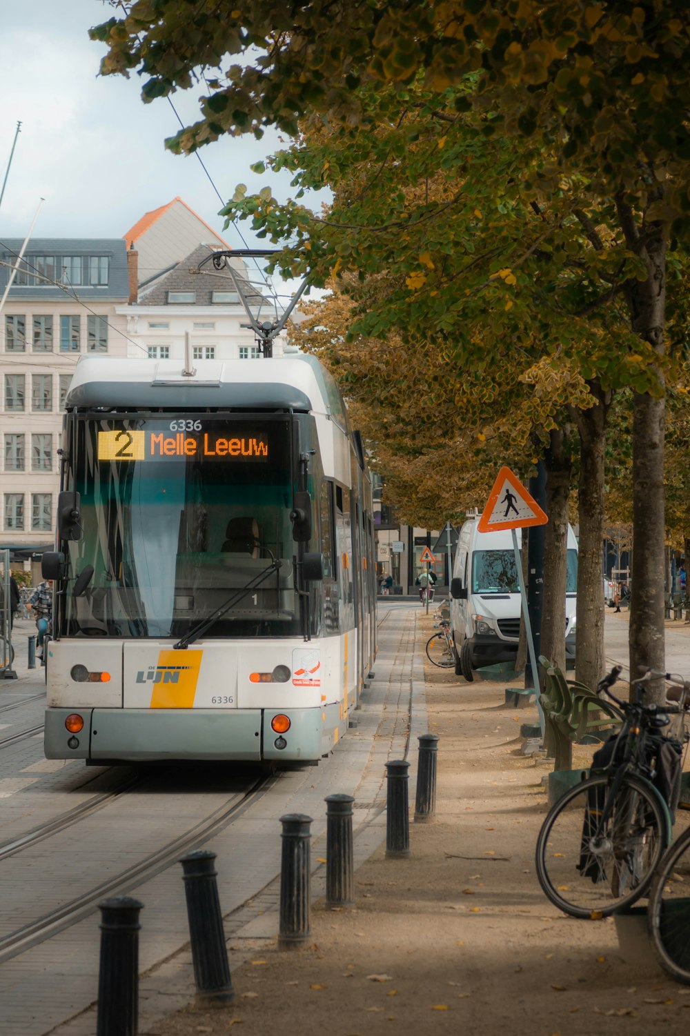 a public transit bus on a city street