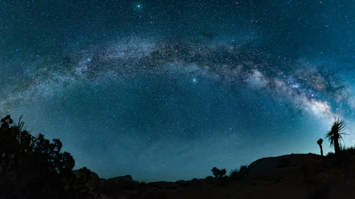 A clear night sky filled with stars over the Sahara desert.