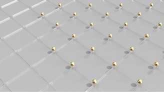 Grid layout of project thumbnails with golden hover overlays and subtle animations