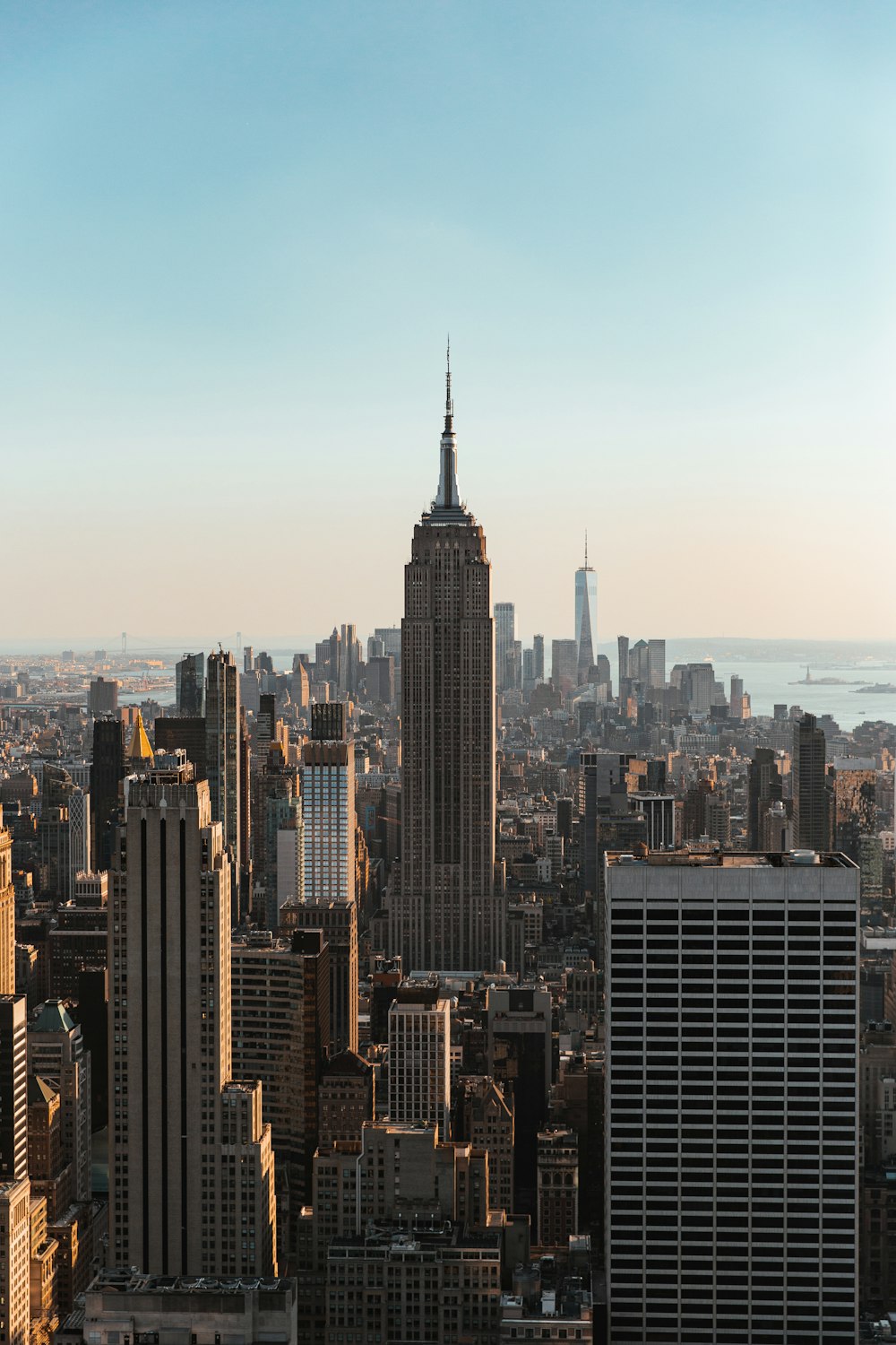 a view of a city with tall buildings