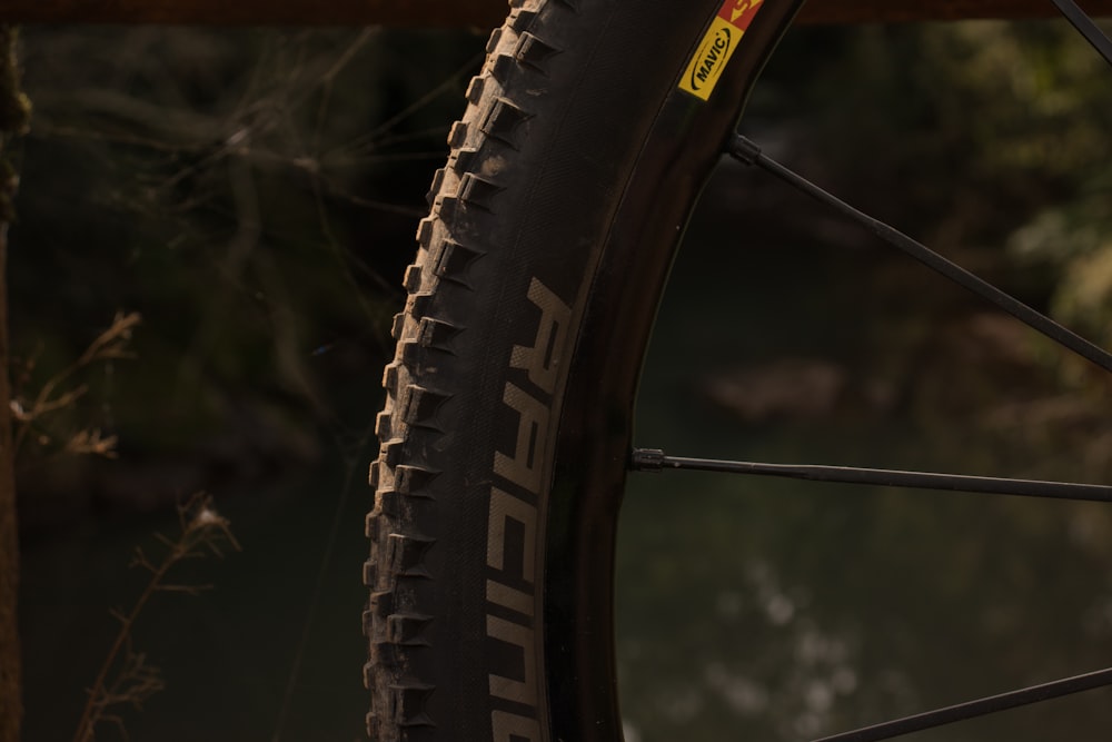 a close up of a tire on a bike