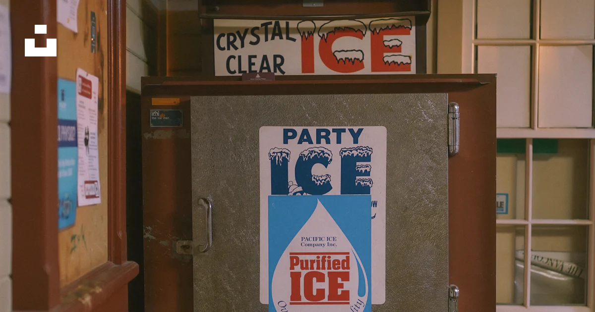 An old ice machine with a party ice sticker on it photo – Free Old ...