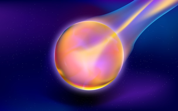 A mysterious cosmic entity blending with a glowing asteroid drifting through deep space.