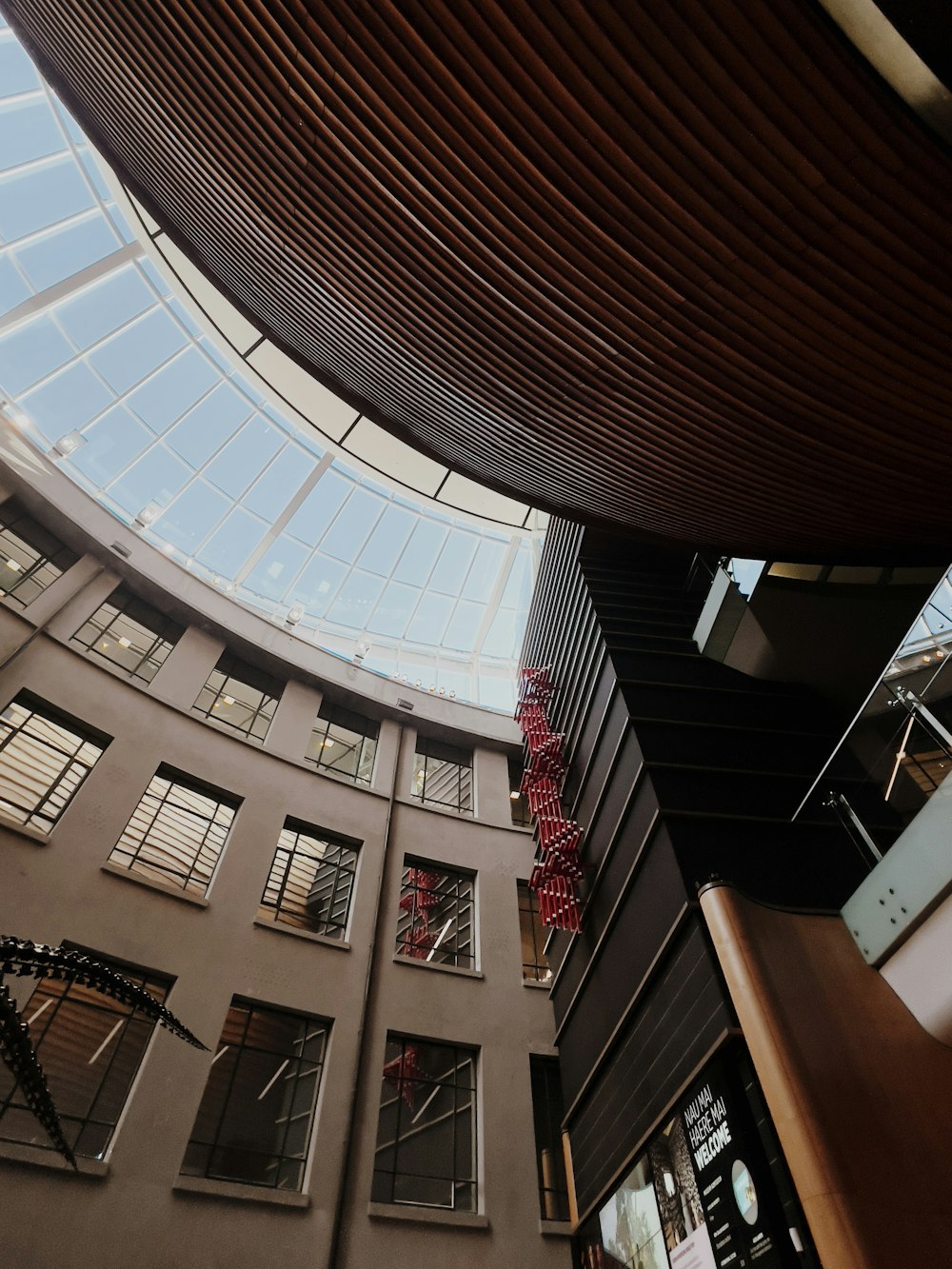 a very tall building with a skylight above it