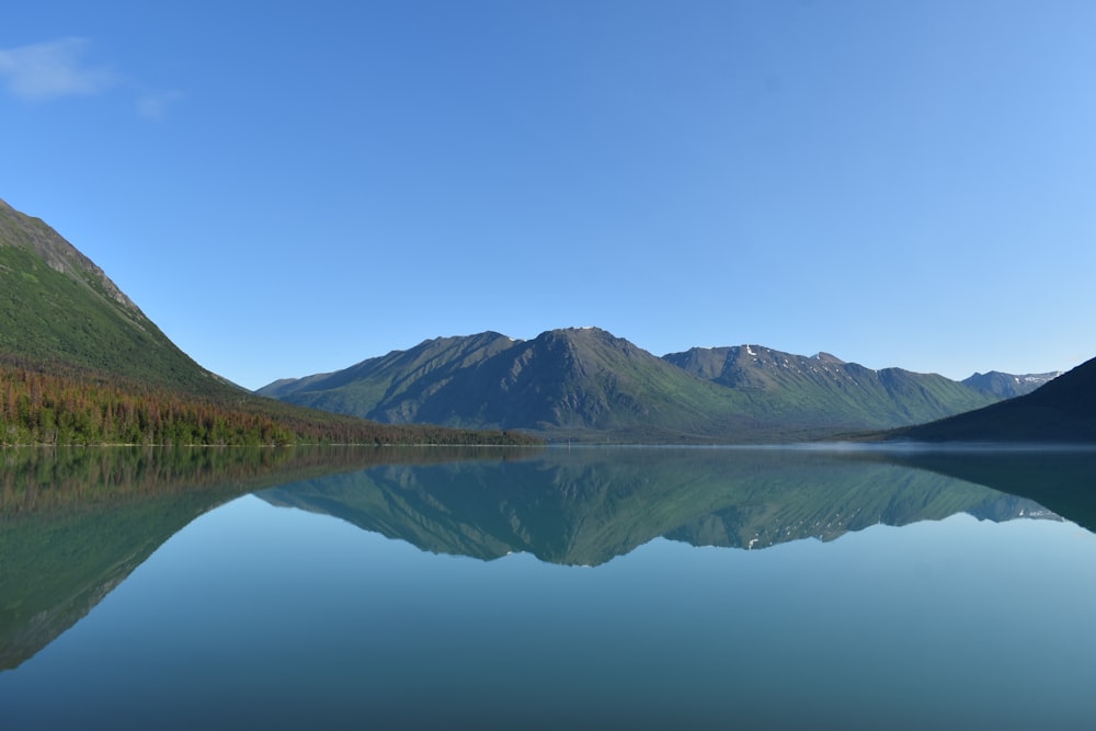 a large body of water surrounded by mountains