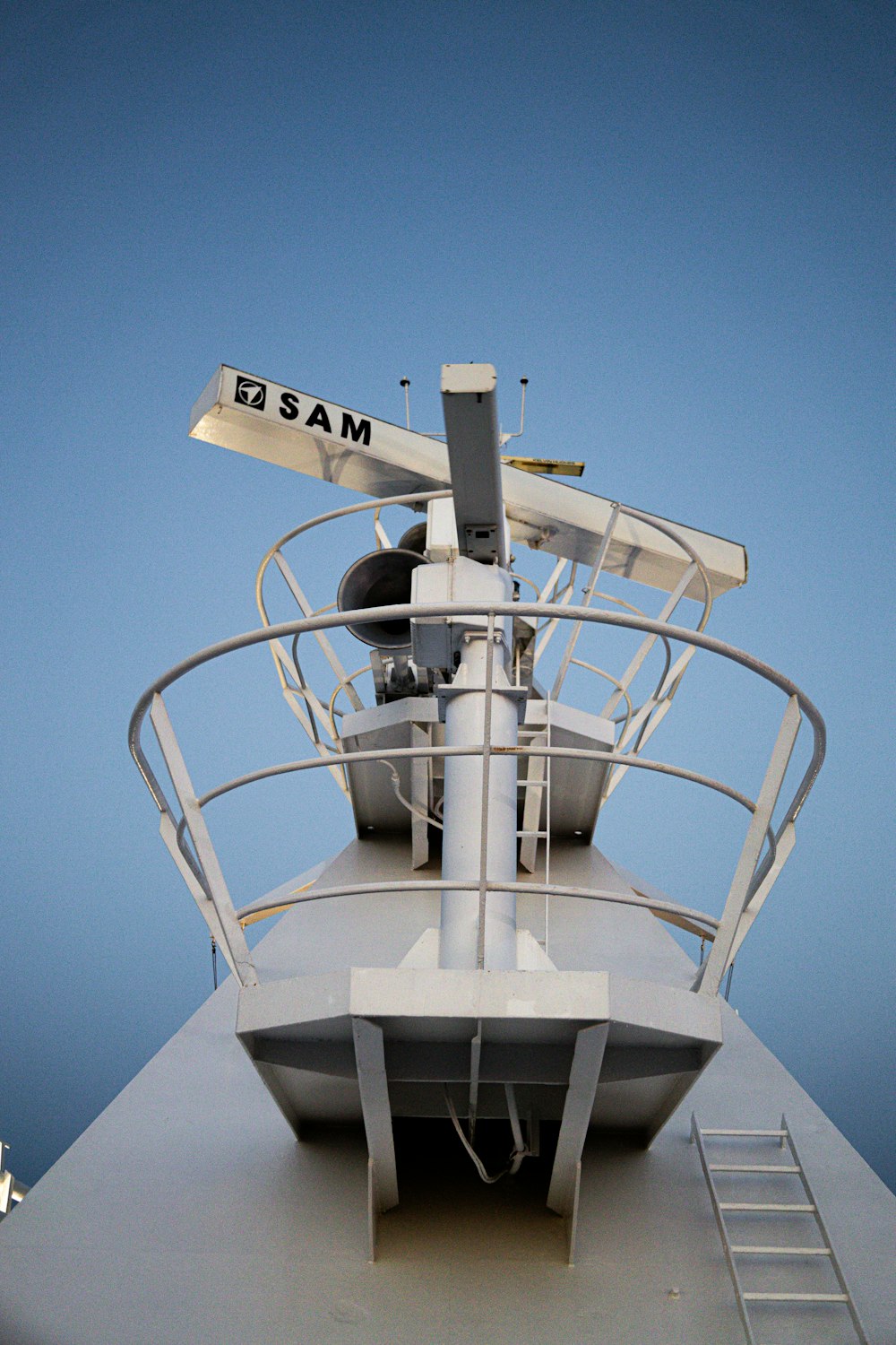 a view of the top of a boat from the deck