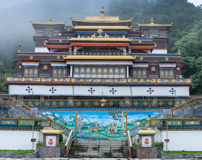 Colourful Buddhist monastery near Gangtok, Sikkim