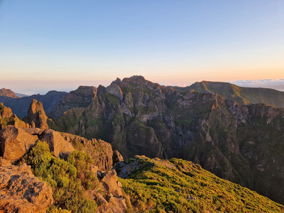 Jagged ridges of central Madeira near Pico do Areeiro in low sun
