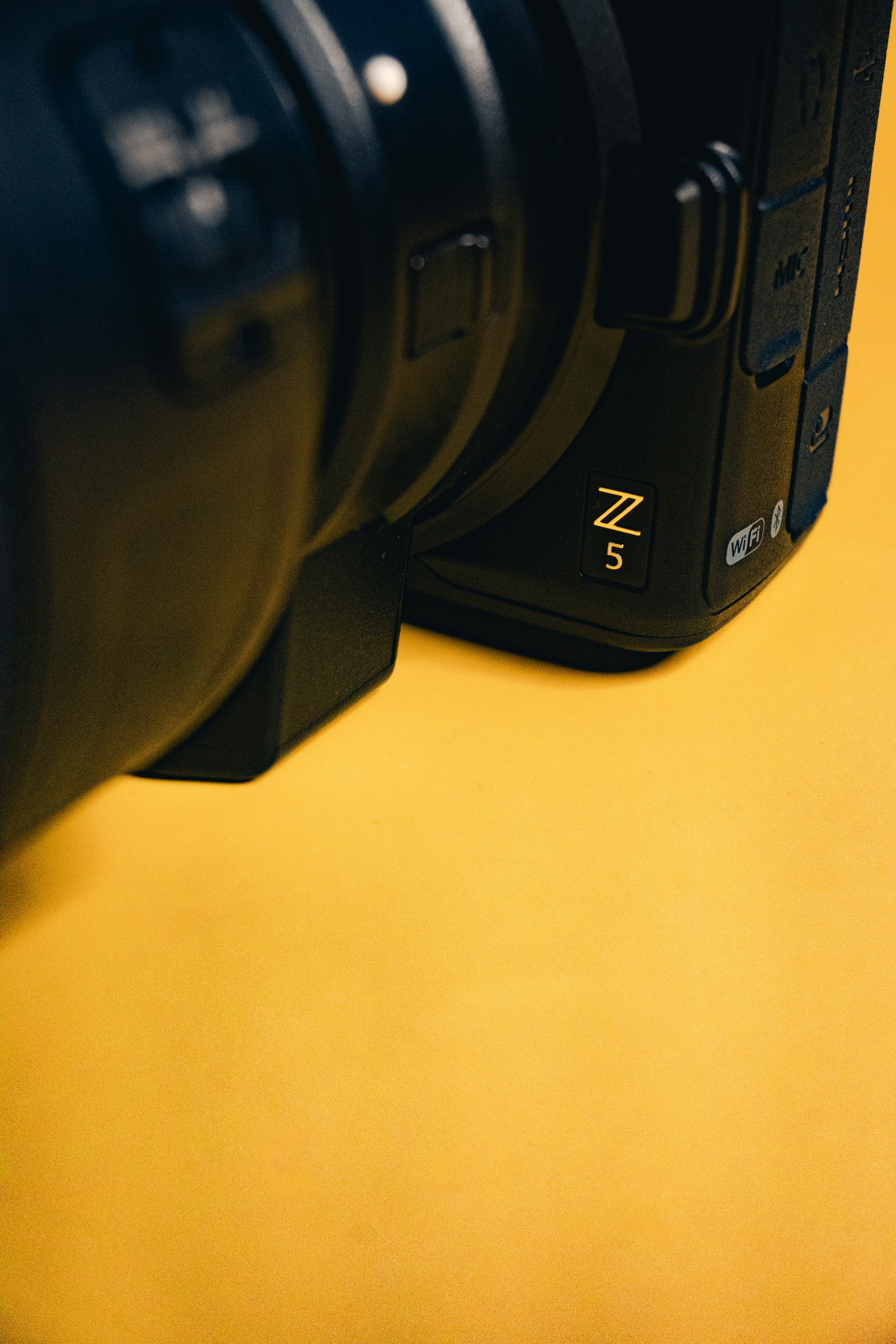 a close up of a camera on a table