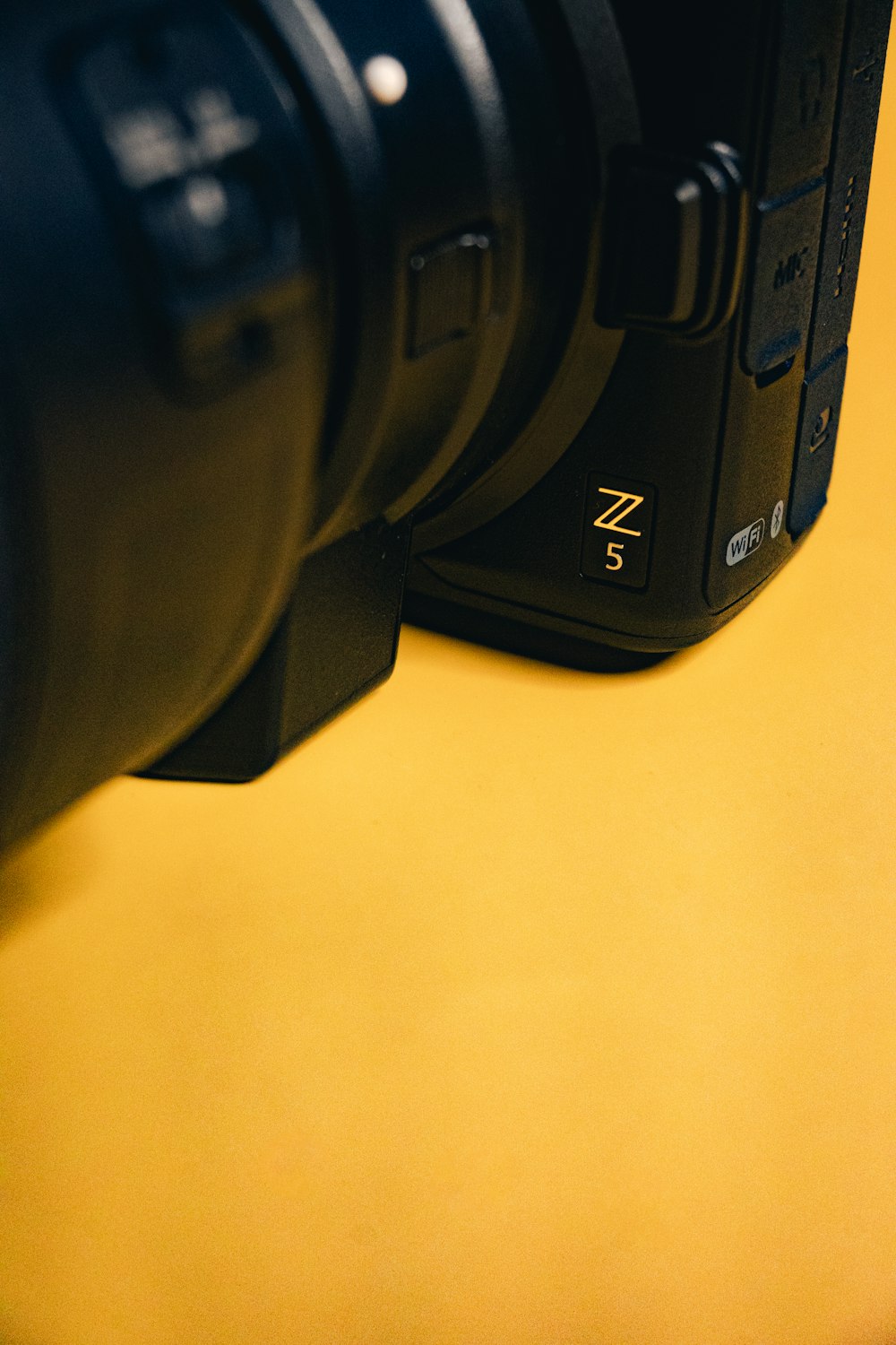 a close up of a camera on a table