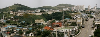 A panoramic view of a commercial property in a bustling area.