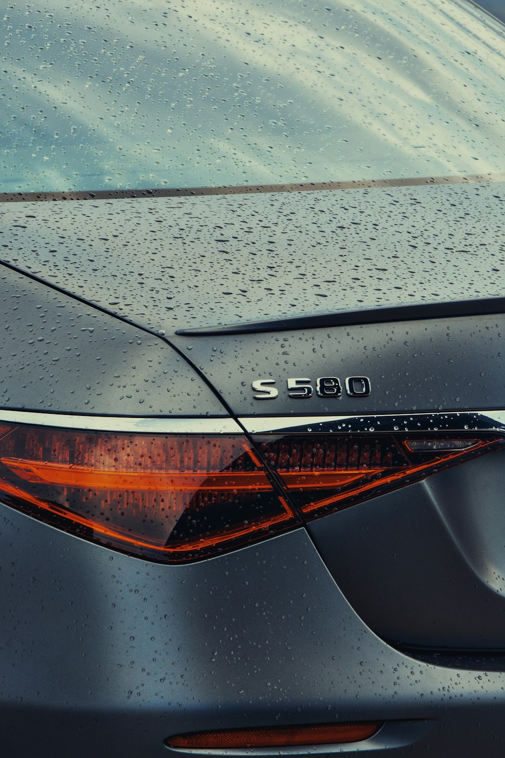 a close up of the tail lights of a car