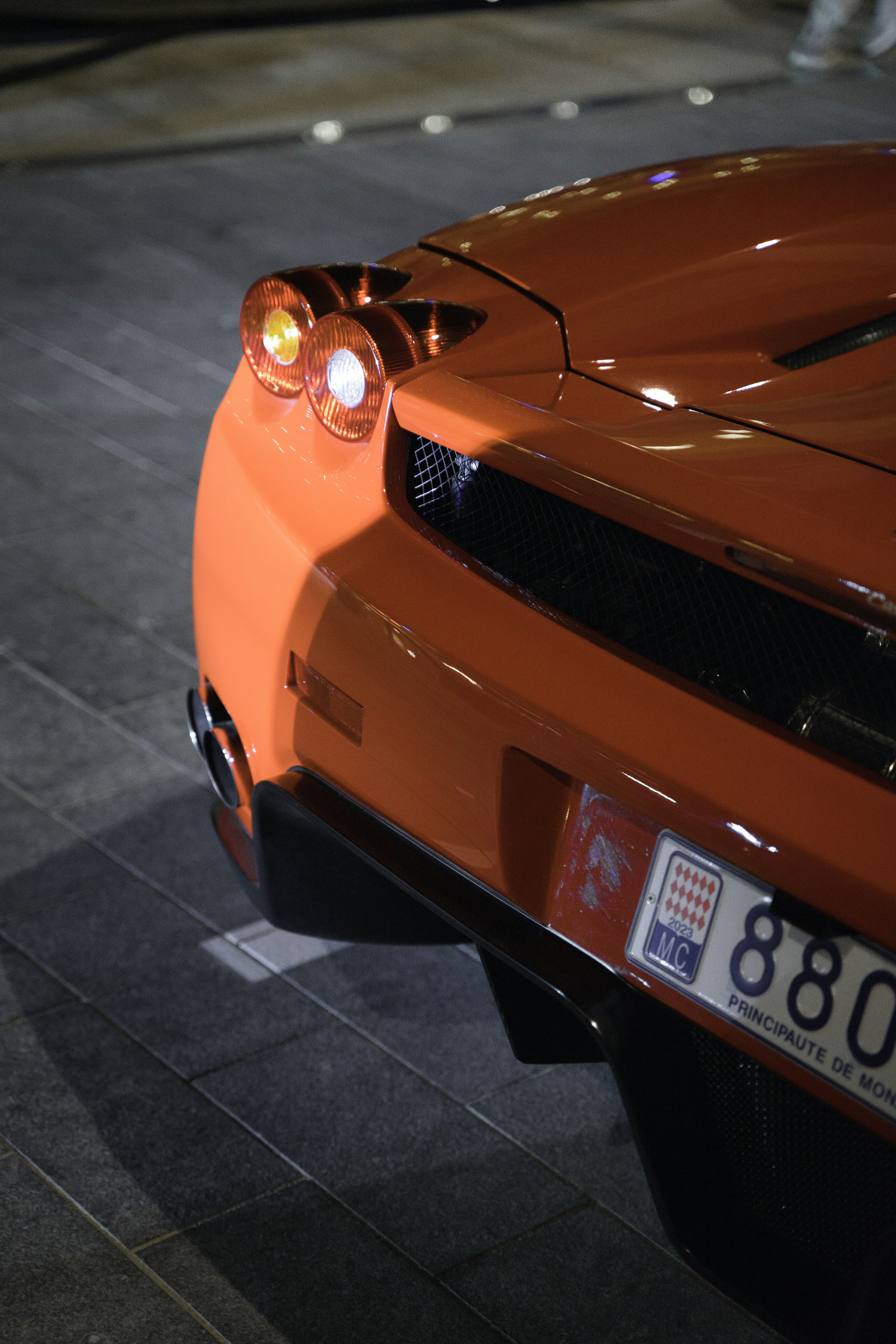 a close up of the front of a sports car