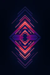 Digital dragon silhouette intertwined with neon star patterns