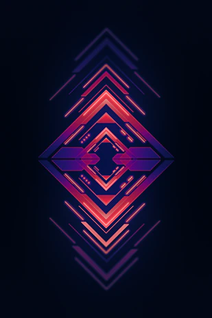 Close-up of glowing neon interface elements inspired by Thai geometric patterns
