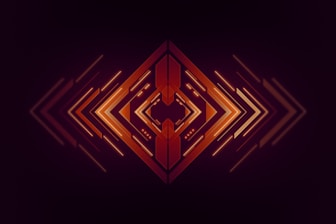 a dark background with an orange and red pattern