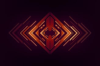 a dark background with an orange and red pattern